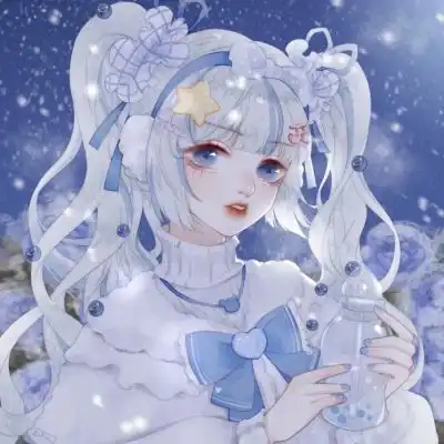  唯美忧郁蓝色系女生头像,动漫女生头像唯美