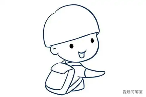  锅盖头可爱小男孩简笔画