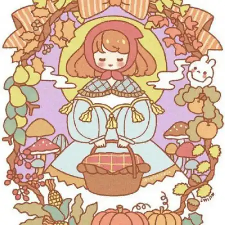  手绘插画头像女,看了让人感觉很温馨温暖的