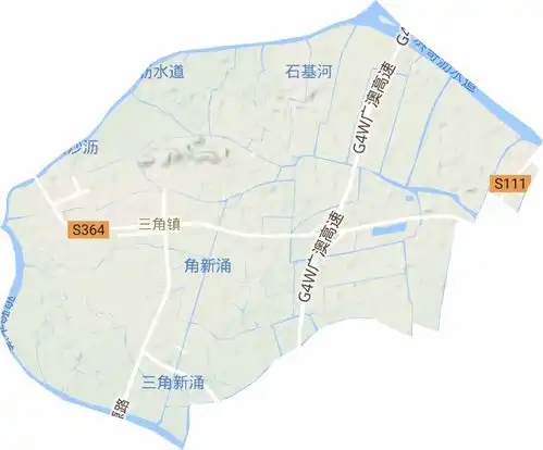  三角镇高清地形地图,三角镇高清谷歌地形地图