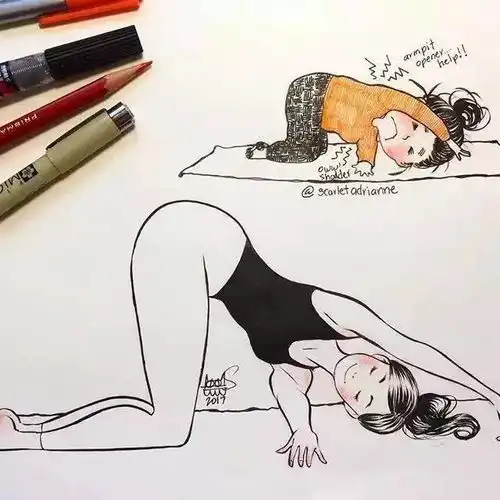  她的一幅小漫画,揭示了姑娘们的瑜伽日常,却强势吸引了63万人围观