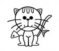  猫咪吃鱼简笔画,猫吃鱼简笔画图片大全,猫吃鱼简笔画第6页大山谷图库