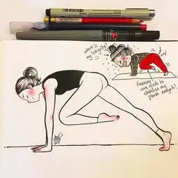  把瑜伽的动作画成漫画,各种姿势大长腿性感又萌萌哒