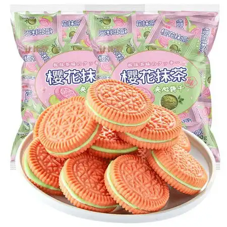  樱花抹茶夹心饼干小包装网红小零食小吃休闲食品散装甜点ym