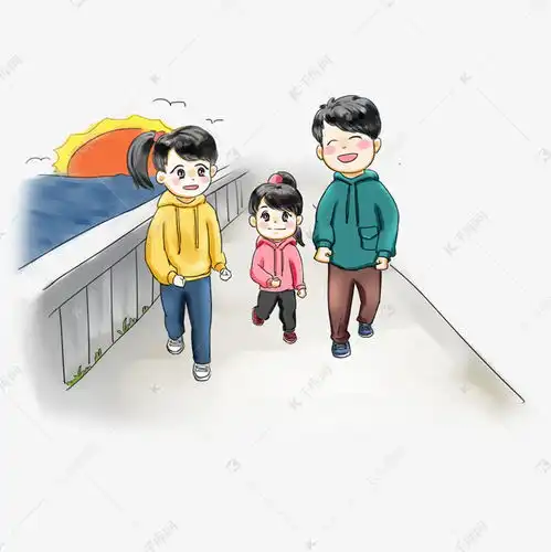  步行日亲子旅游卡通手绘q版可爱风2素材图片免费下载千库网