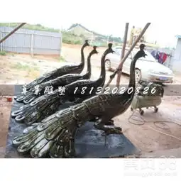  玻璃钢仿铜孔雀雕塑公园动物雕塑-黄页88网