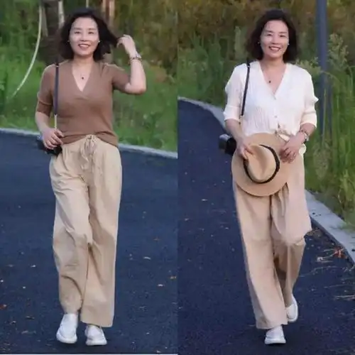  今春潮人都爱穿奶奶衫懒人裤,最适合中年女人,减龄又时髦
