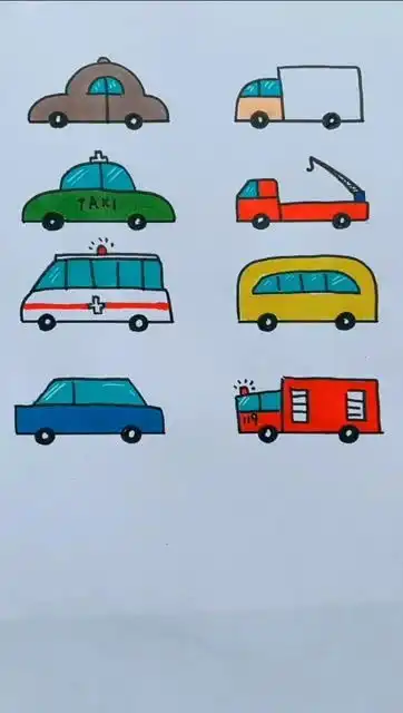  各种小汽车简笔画,一看就会