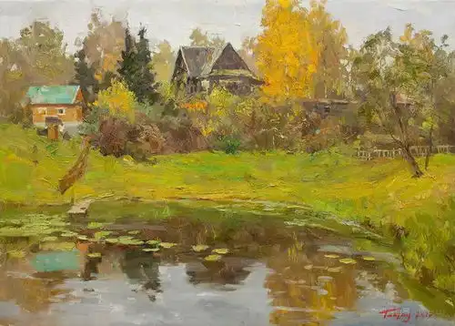  光与色彩画家笔下故乡的清新风景油画
