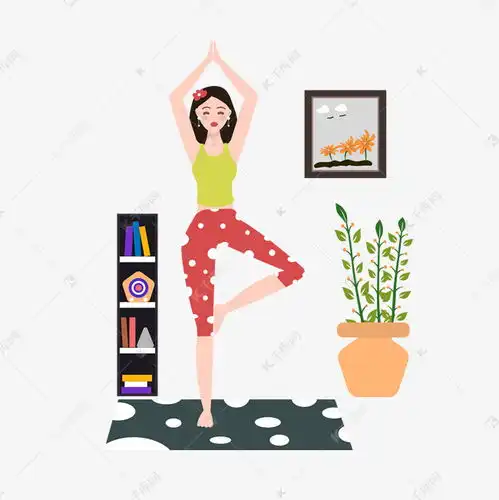  卡通风做瑜伽的女孩素材图片免费下载千库网