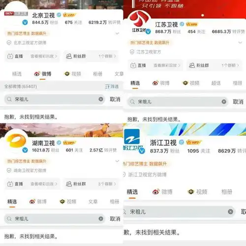  再上热搜多家卫视删除宋祖儿相关微博