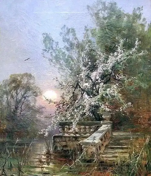 他的风景油画色彩或绚丽细腻,或浓郁厚重
