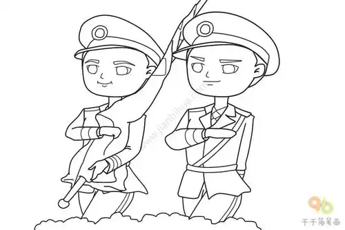  仪仗队官兵简笔画步骤图