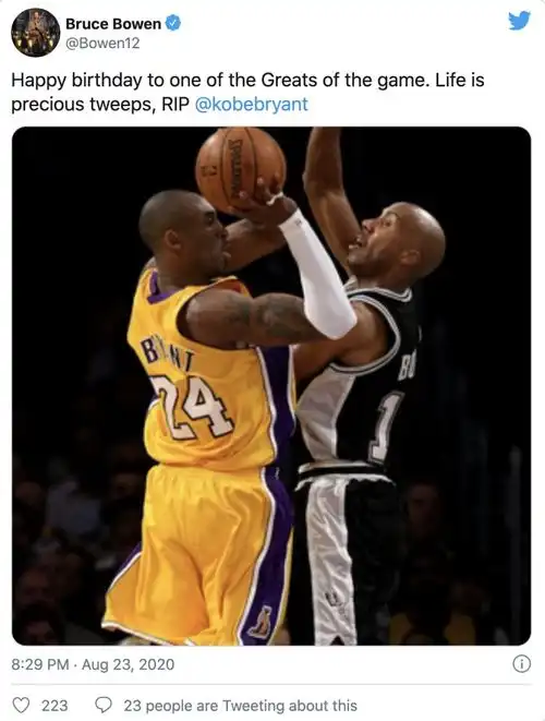  nba众星祝科比42岁生日快乐艾弗森卡特马布里等人缅怀飞侠