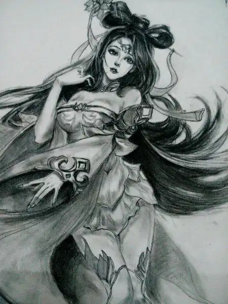  求一副手绘的王者荣耀英雄图片不要素描的