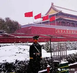  北京天安门大雪纷飞站岗执勤的守卫军人成了一道最美的风景