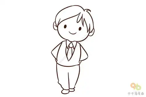  可爱的小男孩简笔画