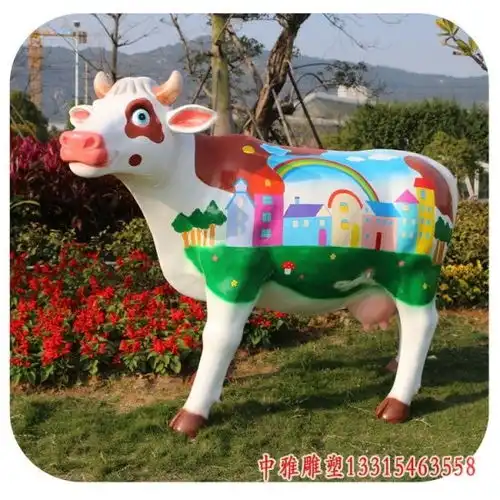  玻璃钢雕塑彩绘牛温州彩绘牛树脂雕塑加工厂中雅雕塑