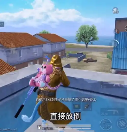  和平精英柚米挑战礼盒装备1v4,房区飞檐走壁,对手都懵了