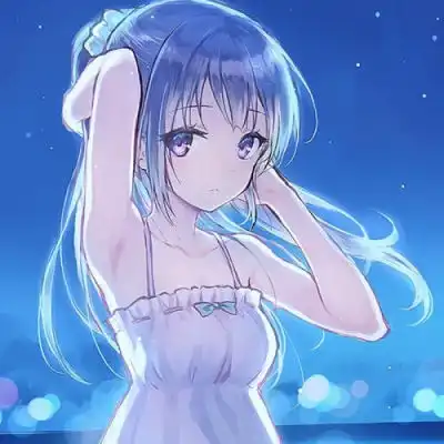  末晴蓝色女头望喜