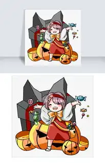  万圣节女孩撒糖果插画图片素材psb格式下载动漫人物大全