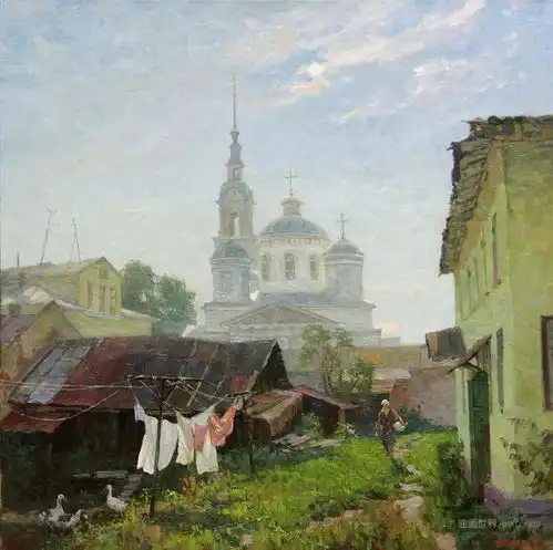  俄罗斯女画家的风景油画,色彩鲜明