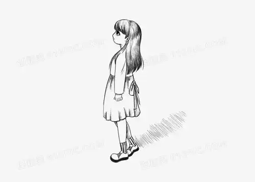  素描小女孩抬头仰望天空简笔画素材图片免费下载png素材编号zq9ikp8xp图精灵
