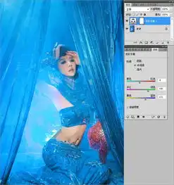  photoshop打造蓝色妖娆的室内美女跳舞照片