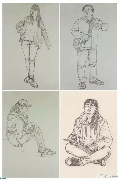  速写线性速写人物动态临摹参考素材图片