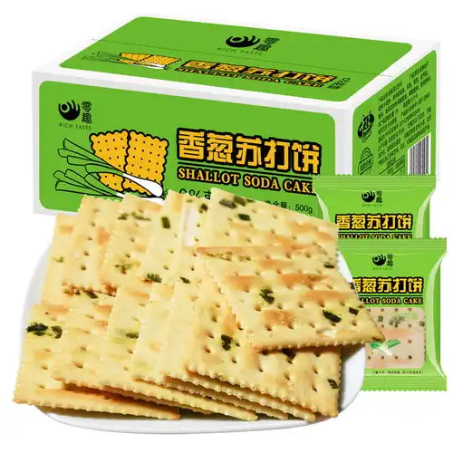  零趣香葱苏打饼干整箱无蔗糖梳打饼好吃的小零食品休闲大礼包批发