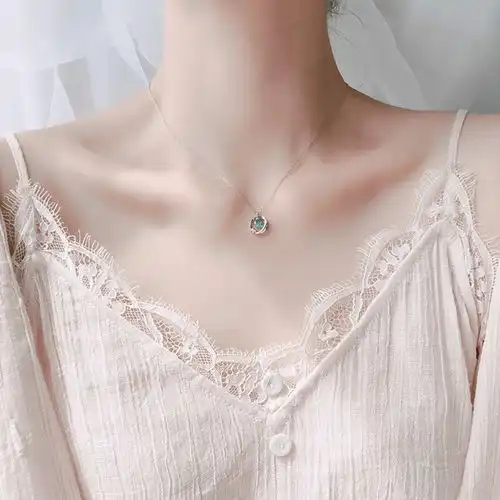  原价109现价99晓色蓝色星球925银蓝琉璃星球项链日系风单钻极光小清新女生梦幻项链a7y909d82琉璃星球项链