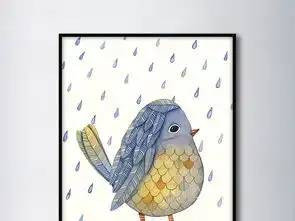 下雨天气小鸟北欧可爱手绘简约现代装饰画图片设计素材高清模板下载5.62mb植物花卉装饰画大全