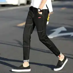  壹恺y.kay牛仔裤男小脚长裤子青少年韩版修身弹力休闲裤男潮流九分裤ss9988图片大全邮乐官方网站