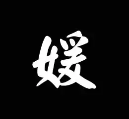  请帮我设计一个头像要一个黑色的背景白色的媛字,不要太抽象也不要太正体