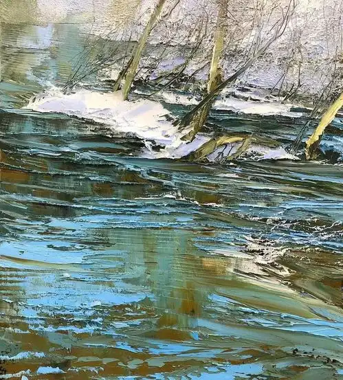  刮刀下的油画肌理风景,灵动令人折服︱林恩博格斯绘画作品