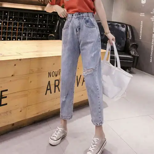  浙江亚马逊欧美潮流牛仔年轻人适合摆什么地摊破洞牛仔裤时尚女士-黄页88网