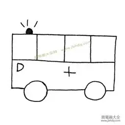  简单线条画救护车