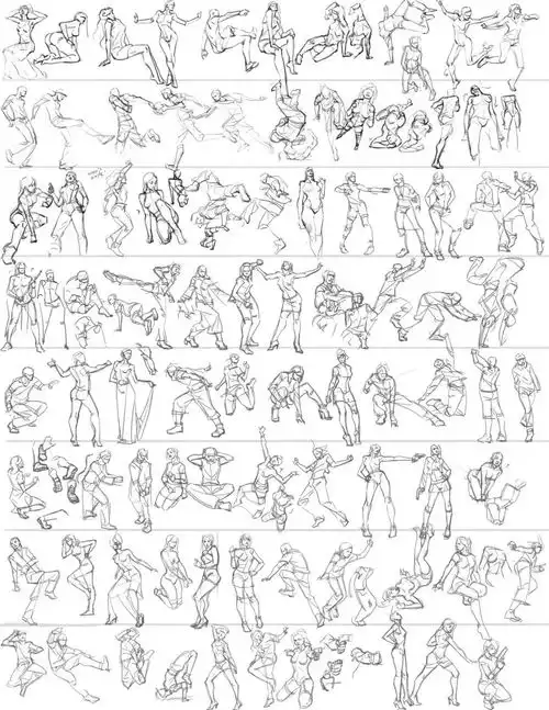 12000套各种人体动作姿势插画线稿,插画师常用人体设计模板