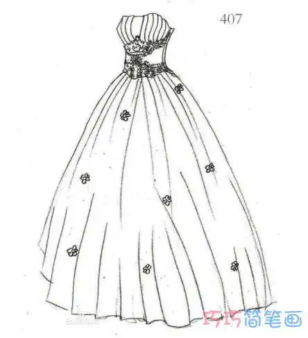  怎么绘画漂亮婚纱的画法素描简笔画教程