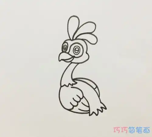  一步一步绘画孔雀简笔画填色简单又可爱