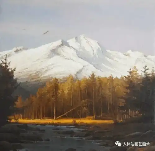  柔和自然清静的风景油画艺术作品