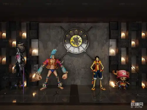  现代海贼王路飞乔巴组合3d模型
