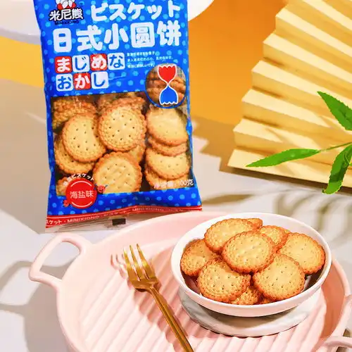  网红日式海盐味小圆饼天日盐零食薄脆咸香曲奇小饼干
