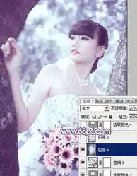  photoshop打造纯美的淡调蓝紫色外景人物图片