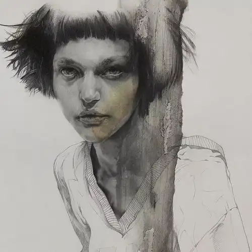  有颜色的素描,画的真美