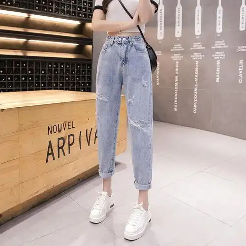  香港亚马逊欧美潮流牛仔3元服装批发市场显瘦韩版拖地长裤女装-黄页88网