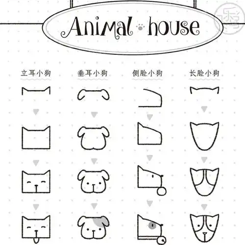  每天学一幅简笔画只用点线圆,教你4步画出可爱小动物实用的素材