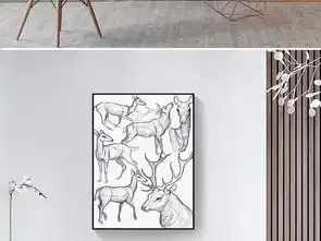  糜子鹿北欧手绘简笔画黑白现代欧式装饰画图片设计素材高清模板下载12.06mb动物装饰画大全