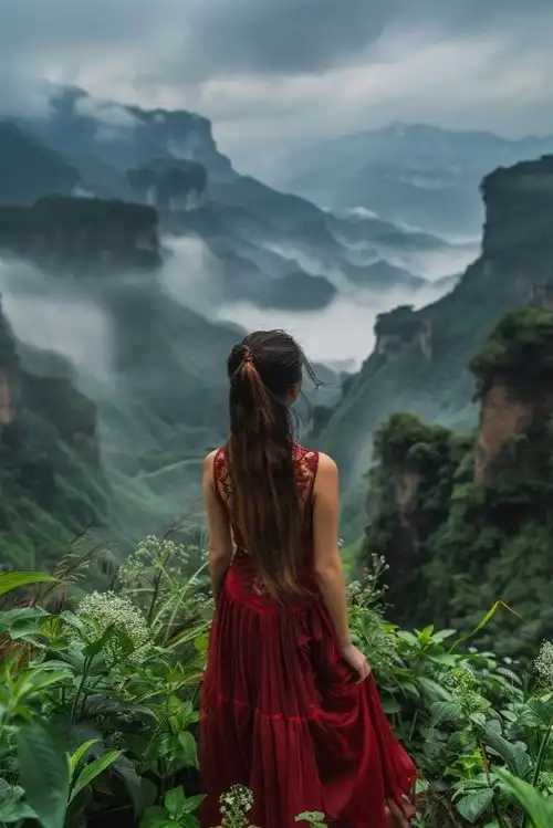  自然风景阳光女孩背影摄影图下载至来源处
