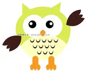 绿色卡通猫头鹰